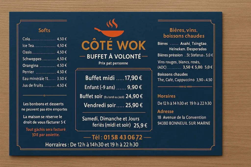 côté wok menu