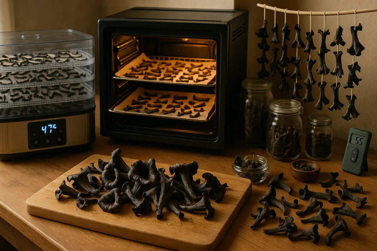 comment faire sécher des trompettes de la mort