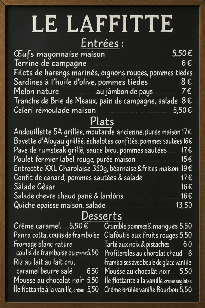 le laffitte menu