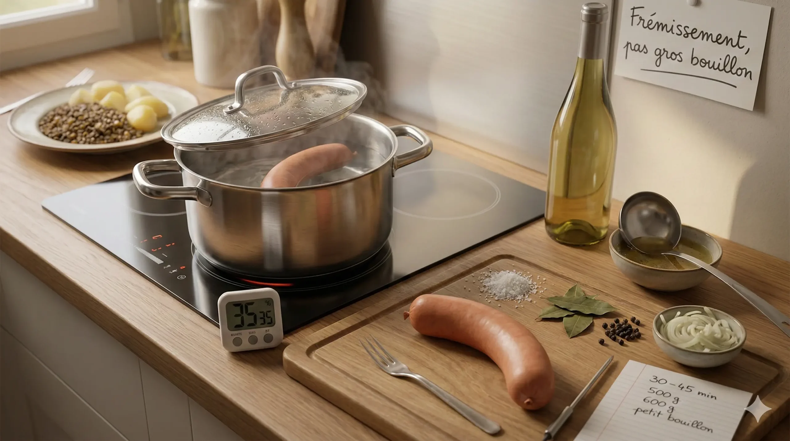 temps de cuisson saucisson à cuire à l'eau